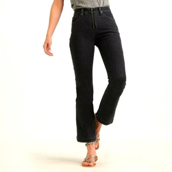Lucky Brand Bridgette High Rise Crop Mini Boot Black Wash Exposed Zipper Size 12 - Picture 1 of 16